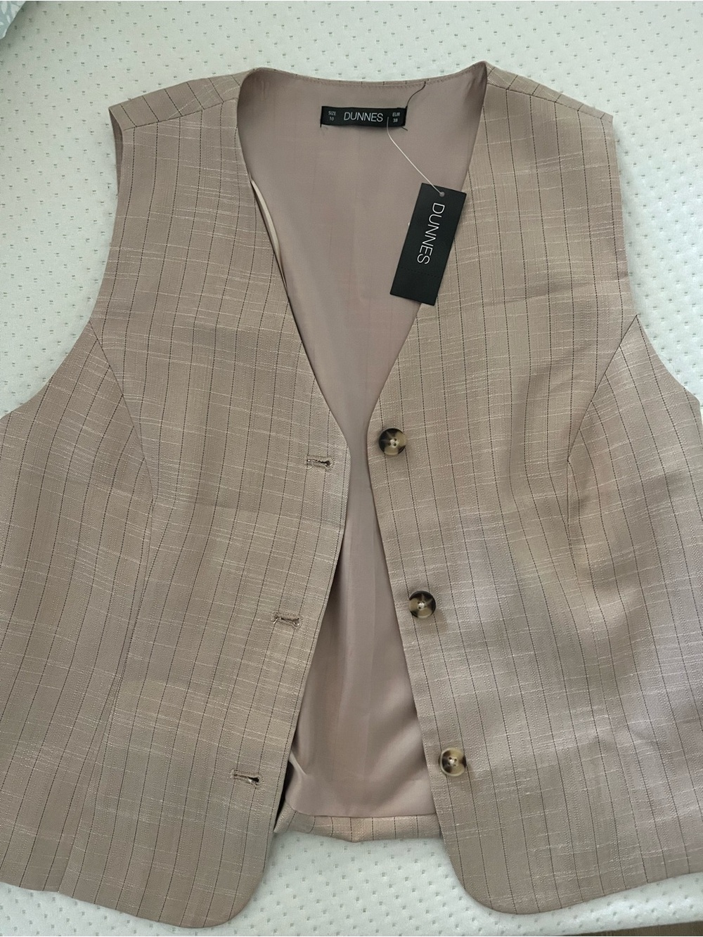 Beige Plaid Womens Vest